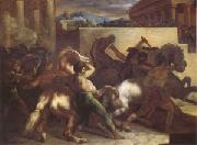 Theodore   Gericault Race of Wild Horses at Rome (mk05) Germany oil painting artist